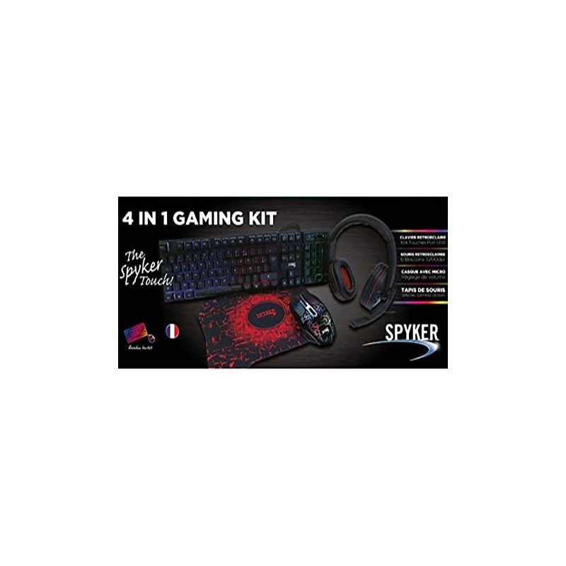 Pack Spirit of Gamer Spyker (clavier RGB, souris, micro-casque, tapis de souris)