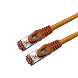 Cordon Cat 6 SSTP LSOH Orange 3 m Snagless avec fiche de test.