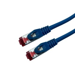 Cordon Cat 6 SSTP LSOH Bleu 3 m Snagless avec fiche de test.