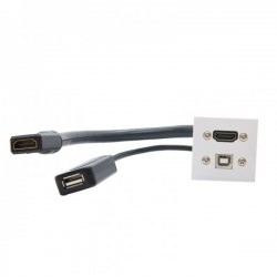Plastron HDMI 2.0 coudé 60° + USB2.0 amplifié F/F 0.30/0.20m.