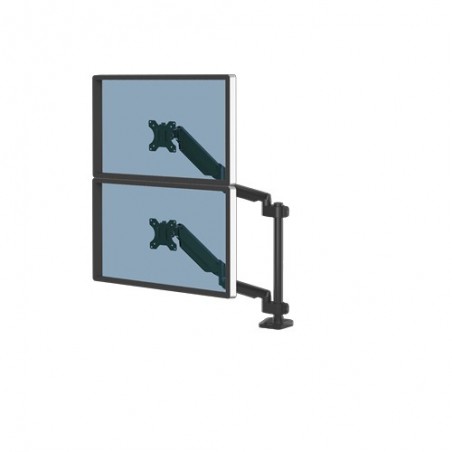 FELLOWES Bras porte-écrans double vertical Platinum Series jusqu'à 32" - hauteur ajustable 2 ports USB - Noir.