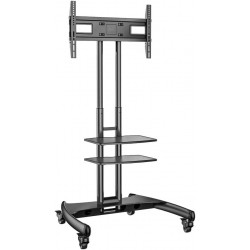 Chariot Meuble TV avec Roulette Support Télé Pied Pivotant Silver 32 à 70" jusque 50 kg FILEX VESA de 200×200 mm à 600×4
