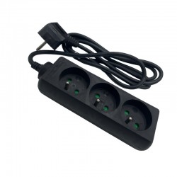 Multiprise 2P+T 3 prises 1.5m -Noir.