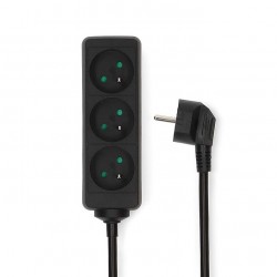 Multiprise 2P+T 3 prises 1.5m -Noir.