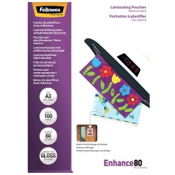 Fellowes Pochettes A3 80 mic dos adhésif