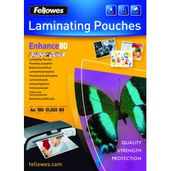 Fellowes Pochettes A4 80 mic Brillant x100