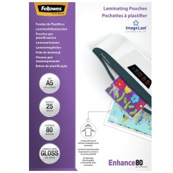 Fellowes Pochettes A5 80 mic Brillant x25
