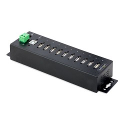 ***StarTech USB 2.0 Hub 10 ports industriel multiport USB-A renforcé Noir