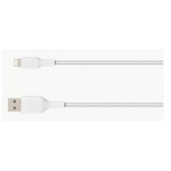 Belkin USB-A Lightning 2m tressé Blanc