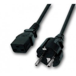 Cordon secteur 3m 2P+T coudé C19 droit Noir